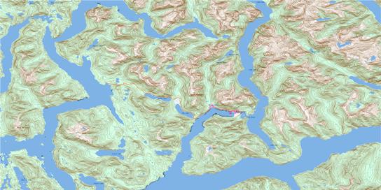 Ocean Falls Topo Map 093D05 at 1:50,000 scale - National Topographic System of Canada (NTS) - Toporama map