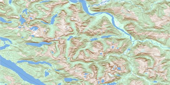 Kumealon Lake Topo Map 103H13 at 1:50,000 scale - National Topographic System of Canada (NTS) - Toporama map