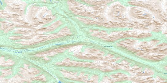 Thomas Creek Topo Map 105F13 at 1:50,000 scale - National Topographic System of Canada (NTS) - Toporama map