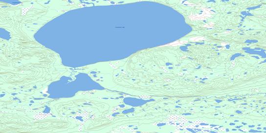 Travaillant Lake Topo Map 106O12 at 1:50,000 scale - National Topographic System of Canada (NTS) - Toporama map