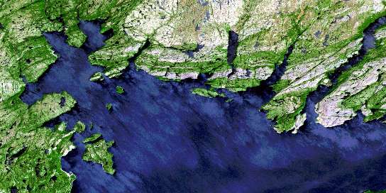 Belleoram Satellite Map 001M11 at 1:50,000 scale - National Topographic System of Canada (NTS) - Orthophoto