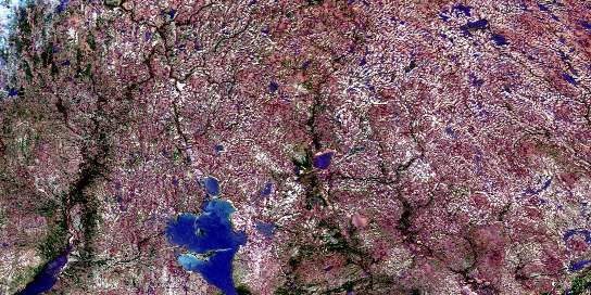 Gisborne Lake Satellite Map 001M15 at 1:50,000 scale - National Topographic System of Canada (NTS) - Orthophoto