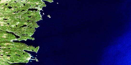 Ferryland Satellite Map 001N02 at 1:50,000 scale - National Topographic System of Canada (NTS) - Orthophoto