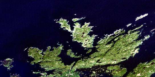 Twillingate Satellite Map 002E10 at 1:50,000 scale - National Topographic System of Canada (NTS) - Orthophoto
