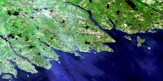Country Harbour Satellite Map 011F04 at 1:50,000 scale - National Topographic System of Canada (NTS) - Orthophoto