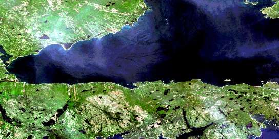 Chedabucto Bay Satellite Map 011F06 at 1:50,000 scale - National Topographic System of Canada (NTS) - Orthophoto