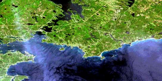 St Peter's Satellite Map 011F10 at 1:50,000 scale - National Topographic System of Canada (NTS) - Orthophoto