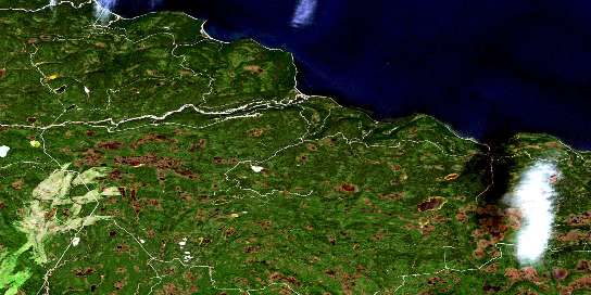 Grande Baie Broom Satellite Map 012E08 at 1:50,000 scale - National Topographic System of Canada (NTS) - Orthophoto