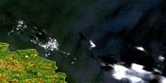 Cap De La Table Satellite Map 012F05 at 1:50,000 scale - National Topographic System of Canada (NTS) - Orthophoto