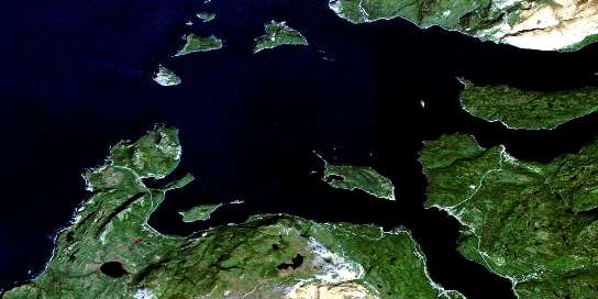 Bay Of Islands Satellite Map 012G01 at 1:50,000 scale - National Topographic System of Canada (NTS) - Orthophoto