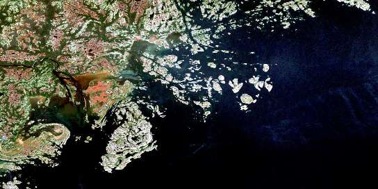 Tete-A-La-Baleine Satellite Map 012J11 at 1:50,000 scale - National Topographic System of Canada (NTS) - Orthophoto