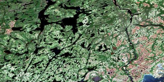 Lac Triquet Satellite Map 012J12 at 1:50,000 scale - National Topographic System of Canada (NTS) - Orthophoto