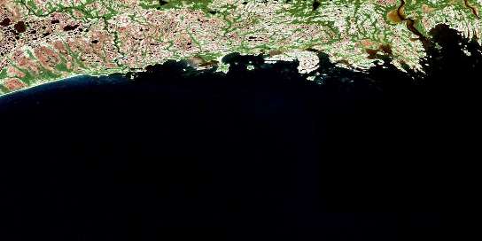 Kegashka Satellite Map 012K03 at 1:50,000 scale - National Topographic System of Canada (NTS) - Orthophoto