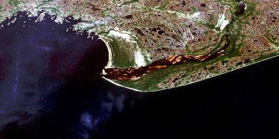 Natashquan Satellite Map 012K04 at 1:50,000 scale - National Topographic System of Canada (NTS) - Orthophoto