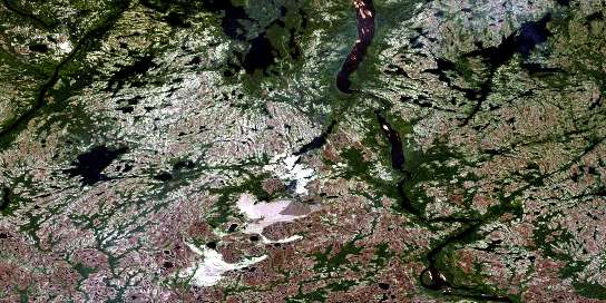 Lac Paimpont Satellite Map 012K05 at 1:50,000 scale - National Topographic System of Canada (NTS) - Orthophoto