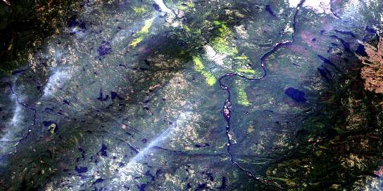 Lac Rancin Satellite Map 012K13 at 1:50,000 scale - National Topographic System of Canada (NTS) - Orthophoto