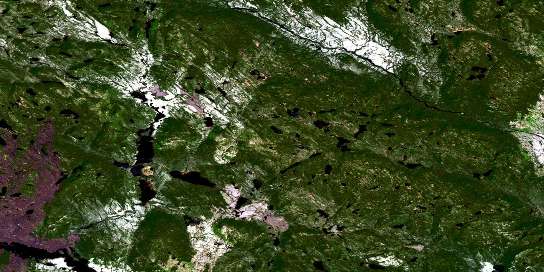 Lac Du Caribou Satellite Map 012M09 at 1:50,000 scale - National Topographic System of Canada (NTS) - Orthophoto
