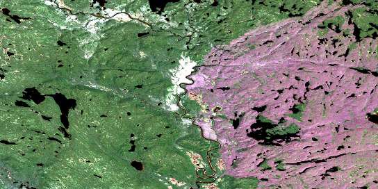 Lac Lorens Satellite Map 012N07 at 1:50,000 scale - National Topographic System of Canada (NTS) - Orthophoto