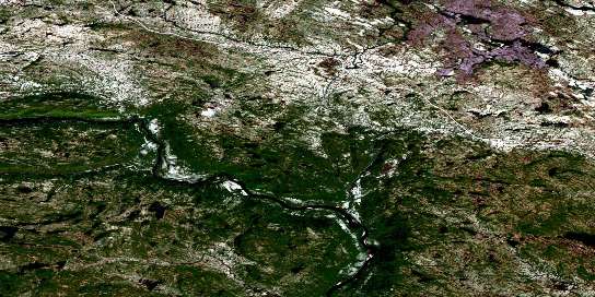 Mouni Rapids Satellite Map 013E01 at 1:50,000 scale - National Topographic System of Canada (NTS) - Orthophoto