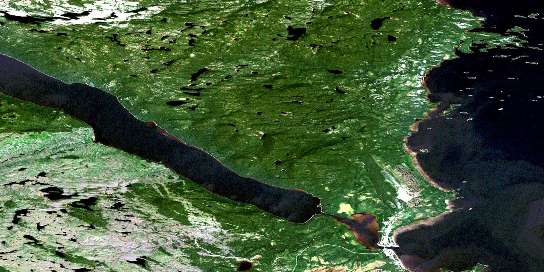 North West River Satellite Map 013F09 at 1:50,000 scale - National Topographic System of Canada (NTS) - Orthophoto