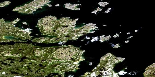 Davis Inlet Satellite Map 013N15 at 1:50,000 scale - National Topographic System of Canada (NTS) - Orthophoto