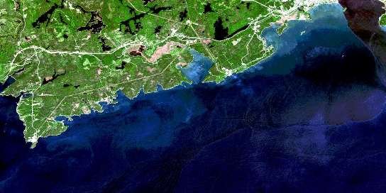Musquash Satellite Map 021G01 at 1:50,000 scale - National Topographic System of Canada (NTS) - Orthophoto