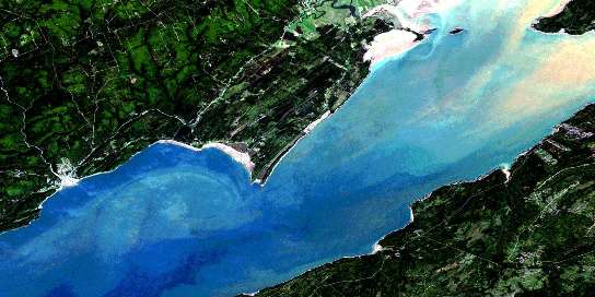 Alma Satellite Map 021H10 at 1:50,000 scale - National Topographic System of Canada (NTS) - Orthophoto