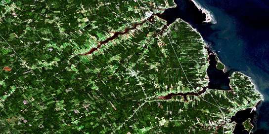 Buctouche Satellite Map 021I07 at 1:50,000 scale - National Topographic System of Canada (NTS) - Orthophoto