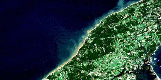 Tignish Satellite Map 021I16 at 1:50,000 scale - National Topographic System of Canada (NTS) - Orthophoto