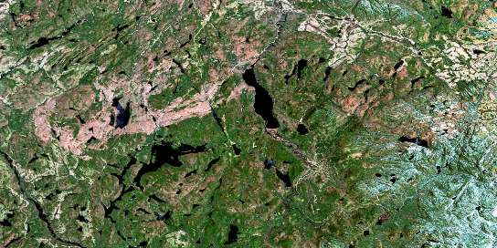 Lac Aux Ecorces Satellite Map 021M13 at 1:50,000 scale - National Topographic System of Canada (NTS) - Orthophoto