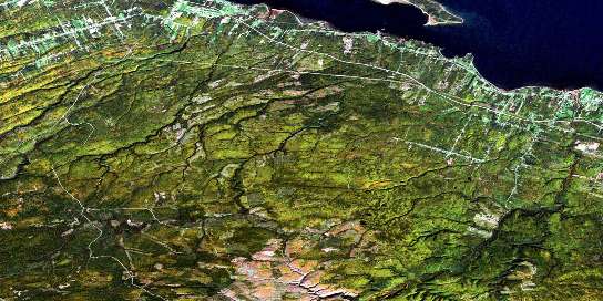 Charlo Satellite Map 021O16 at 1:50,000 scale - National Topographic System of Canada (NTS) - Orthophoto