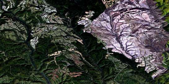 Ruisseau Lesseps Satellite Map 022A12 at 1:50,000 scale - National Topographic System of Canada (NTS) - Orthophoto