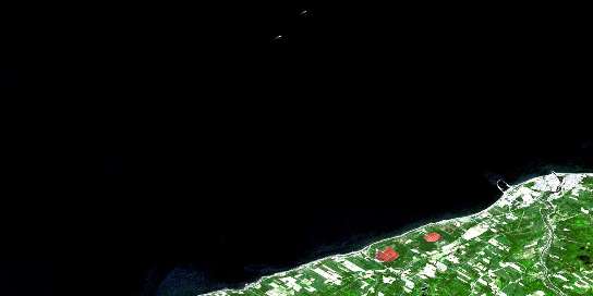 Matane Satellite Map 022B13 at 1:50,000 scale - National Topographic System of Canada (NTS) - Orthophoto