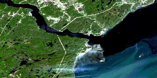 Tadoussac Satellite Map 022C04 at 1:50,000 scale - National Topographic System of Canada (NTS) - Orthophoto