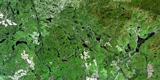 Lac Aux Grandes Pointes Satellite Map 022E04 at 1:50,000 scale - National Topographic System of Canada (NTS) - Orthophoto