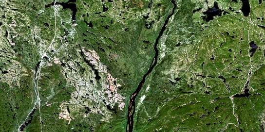 Lac Lemoine Satellite Map 022E06 at 1:50,000 scale - National Topographic System of Canada (NTS) - Orthophoto