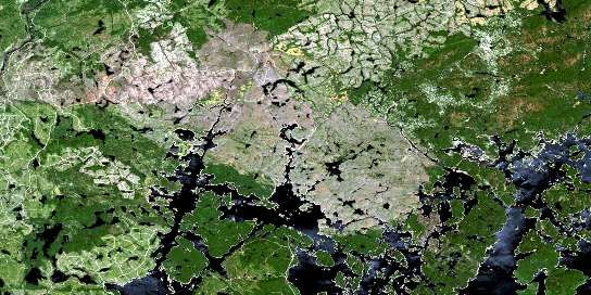 Lac Meloneze Satellite Map 022E10 at 1:50,000 scale - National Topographic System of Canada (NTS) - Orthophoto