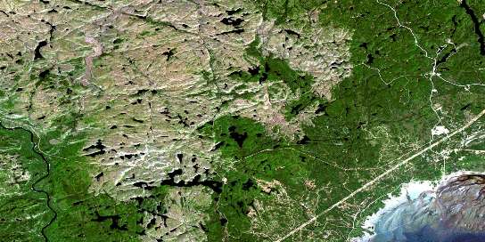 Lac Nipi Satellite Map 022F02 at 1:50,000 scale - National Topographic System of Canada (NTS) - Orthophoto