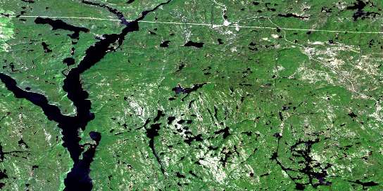 Lac Miquelon Satellite Map 022F09 at 1:50,000 scale - National Topographic System of Canada (NTS) - Orthophoto