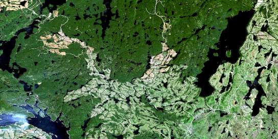 Lac Au Brochet Satellite Map 022F12 at 1:50,000 scale - National Topographic System of Canada (NTS) - Orthophoto