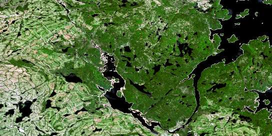 Lac Carteret Satellite Map 022F14 at 1:50,000 scale - National Topographic System of Canada (NTS) - Orthophoto