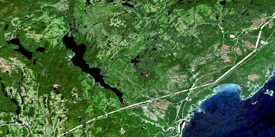 Riviere-Pentecote Satellite Map 022G14 at 1:50,000 scale - National Topographic System of Canada (NTS) - Orthophoto