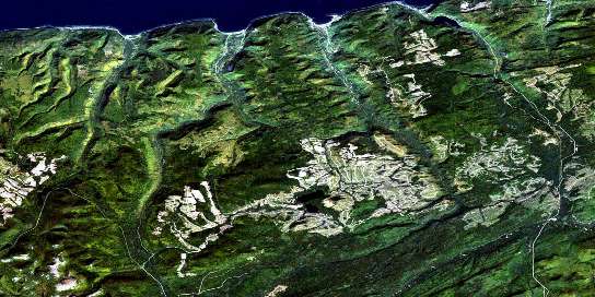 Mont-Louis Satellite Map 022H04 at 1:50,000 scale - National Topographic System of Canada (NTS) - Orthophoto