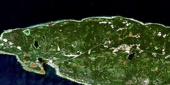 Air photo: Port-Menier Satellite Image map 022H16 at 1:50,000 Scale