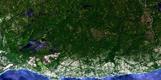 Lac Matamec Satellite Map 022I05 at 1:50,000 scale - National Topographic System of Canada (NTS) - Orthophoto