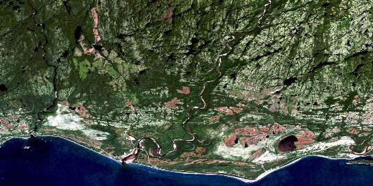 Mingan Satellite Map 022I08 at 1:50,000 scale - National Topographic System of Canada (NTS) - Orthophoto