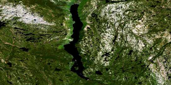 Lac Manitou Satellite Map 022I14 at 1:50,000 scale - National Topographic System of Canada (NTS) - Orthophoto