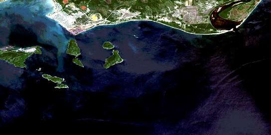 Sept-Iles Satellite Map 022J01 at 1:50,000 scale - National Topographic System of Canada (NTS) - Orthophoto