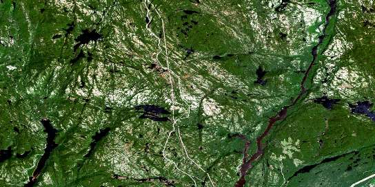 Lac Asquiche Satellite Map 022J07 at 1:50,000 scale - National Topographic System of Canada (NTS) - Orthophoto