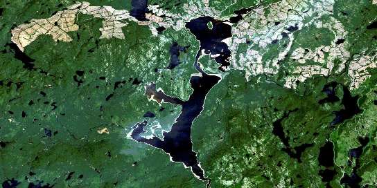 Lac Fortin Satellite Map 022J13 at 1:50,000 scale - National Topographic System of Canada (NTS) - Orthophoto